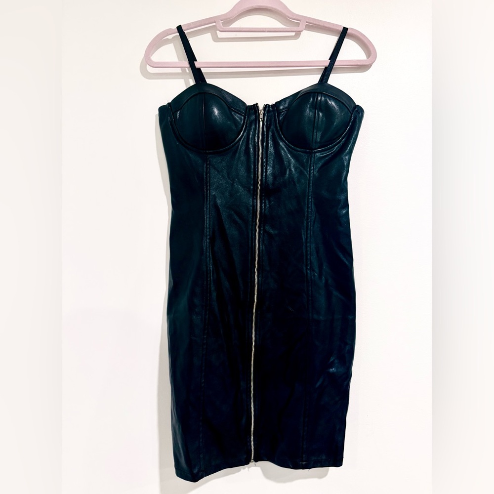Faux Leather Mini Sexy Dress